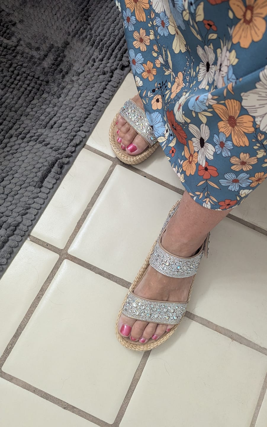 Customer photo review of Corky's Clear Rhinestones Heatwave Sandals