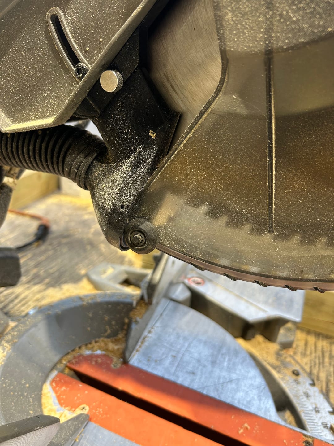 Customer photo review of Dust Collection Chute for Ridgid 12" Sliding Miter Saw (R4222)