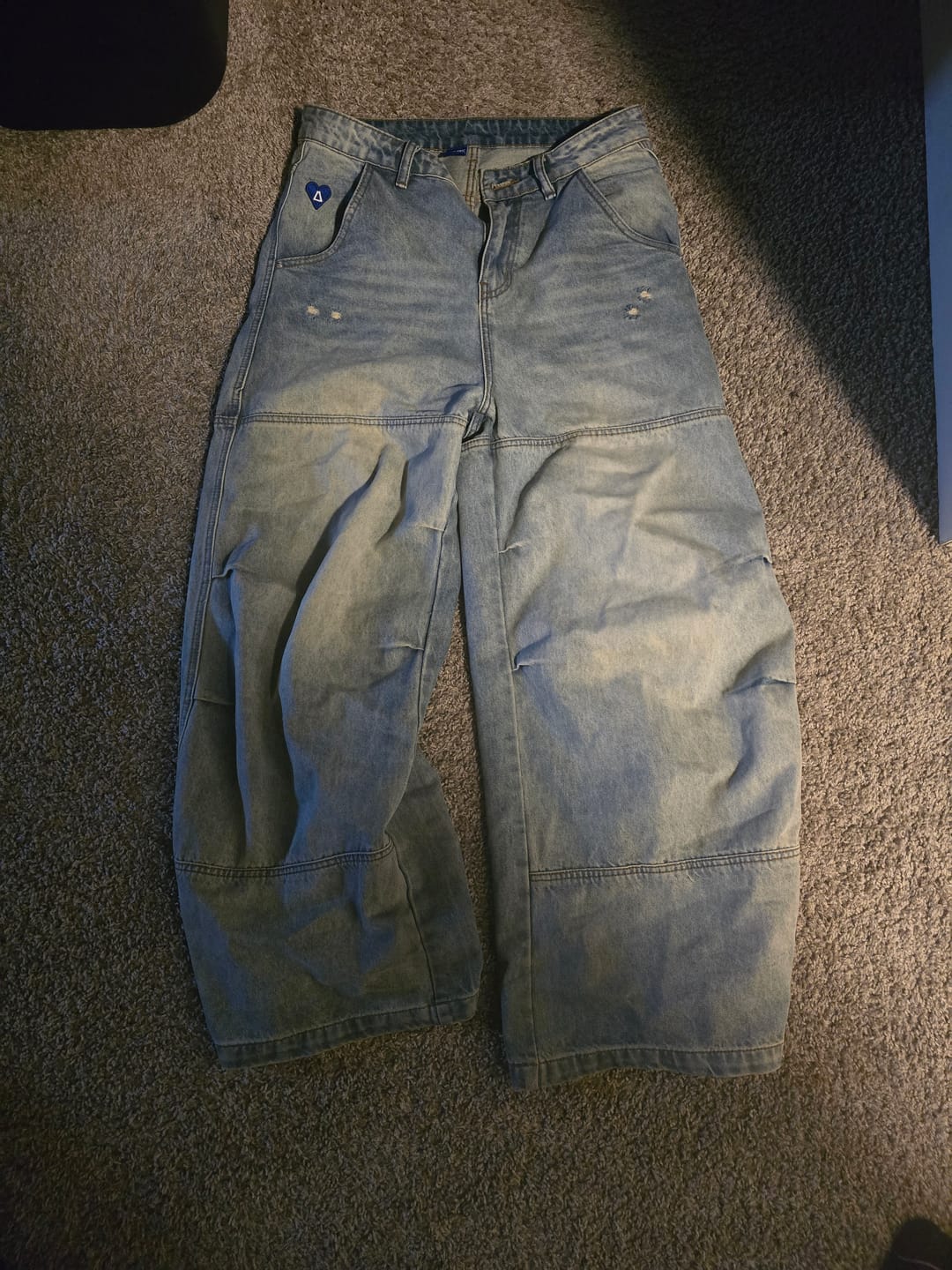 Customer photo review of Aelfric Eden Washed Panel Baggy Barrel Jeans