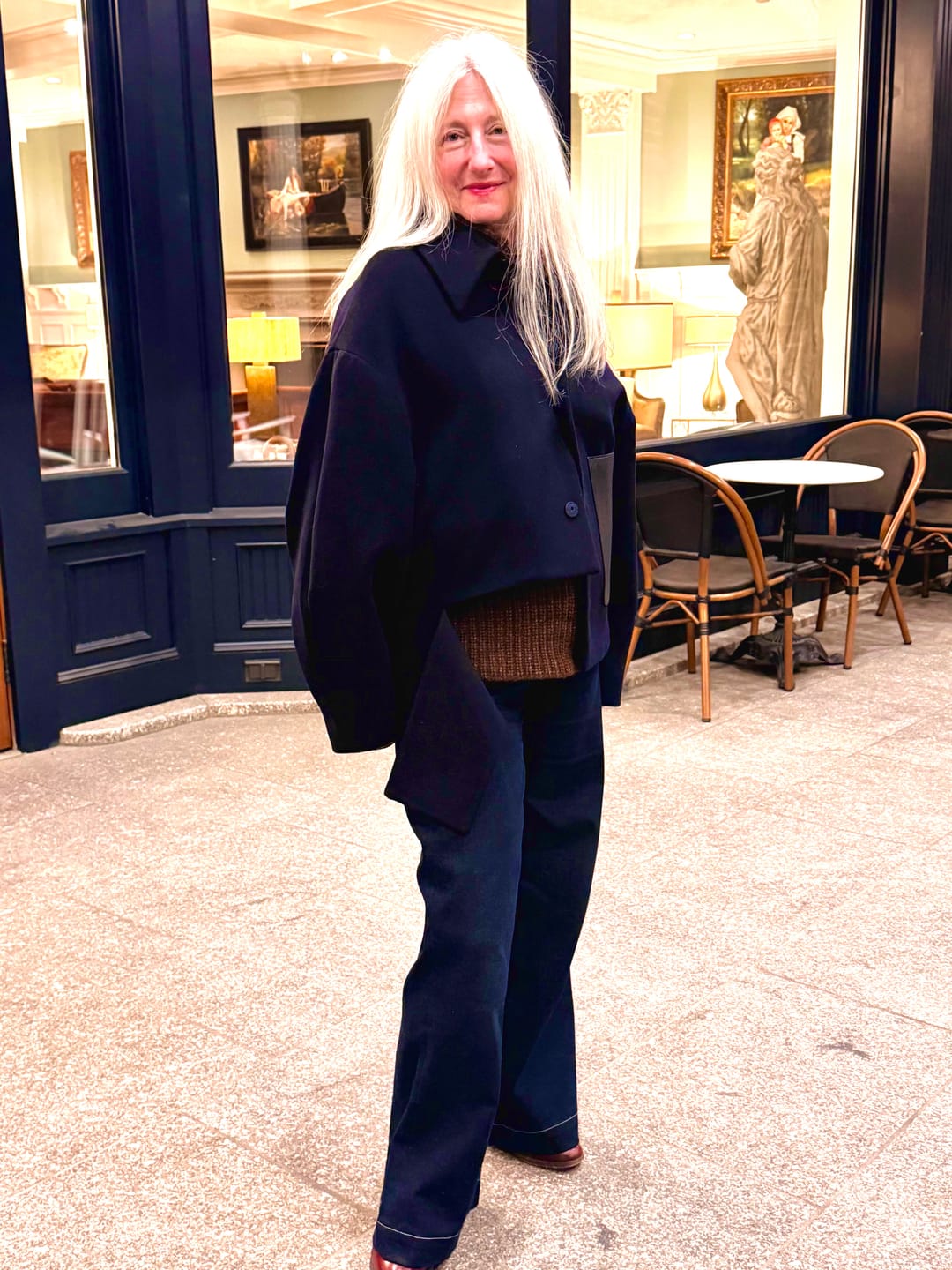 Customer photo review of GV Vegan Leather Detailed Jacket Noir Navy