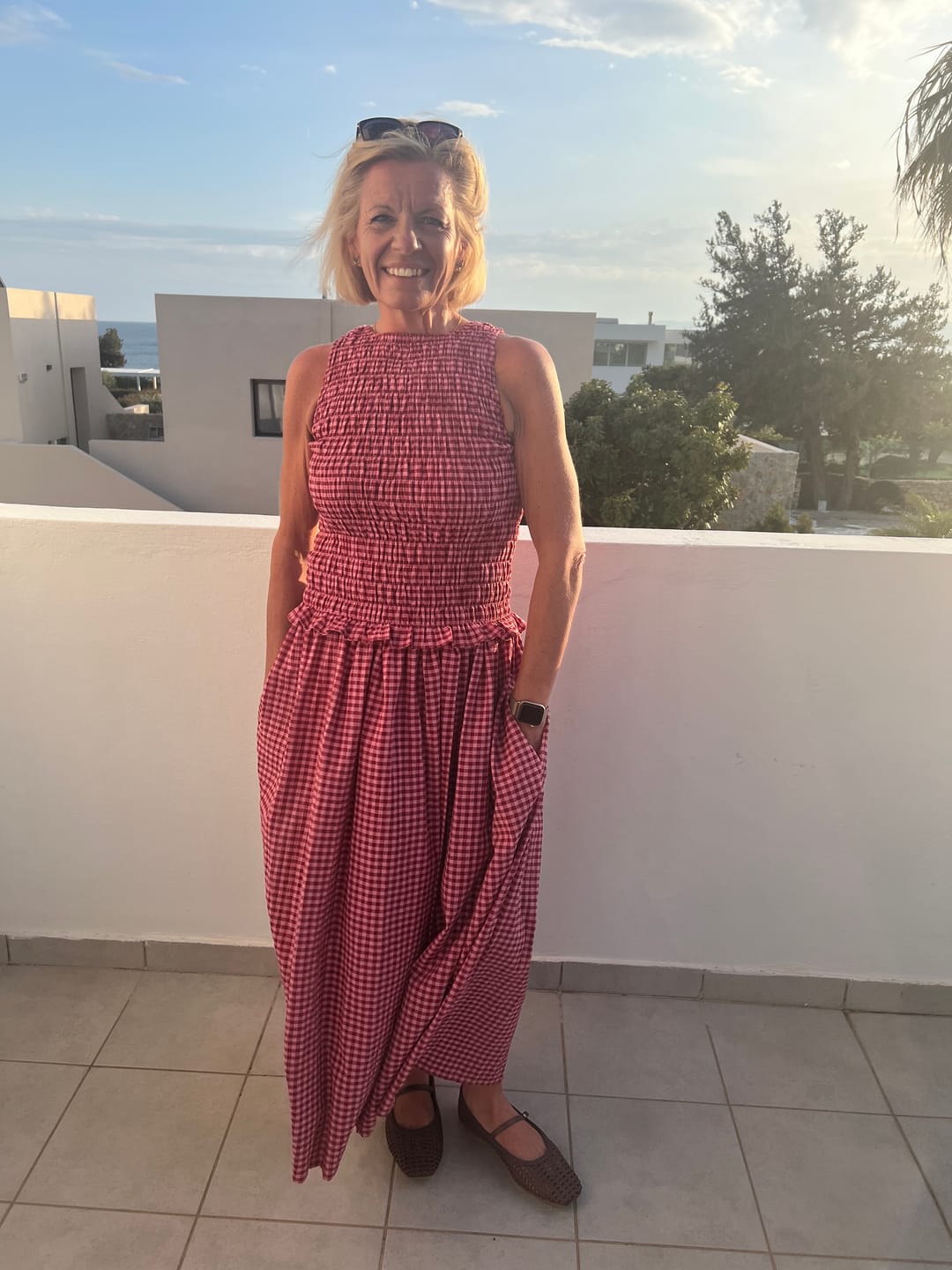 Customer photo review of Pippa Dress - Burgundy Gingham