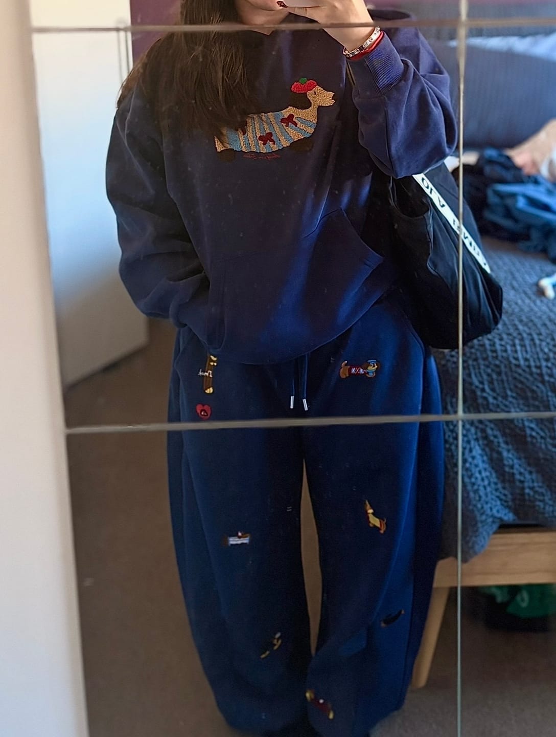 Customer photo review of Aelfric Eden Embroidery Dog Baggy Barrel Sweatpants
