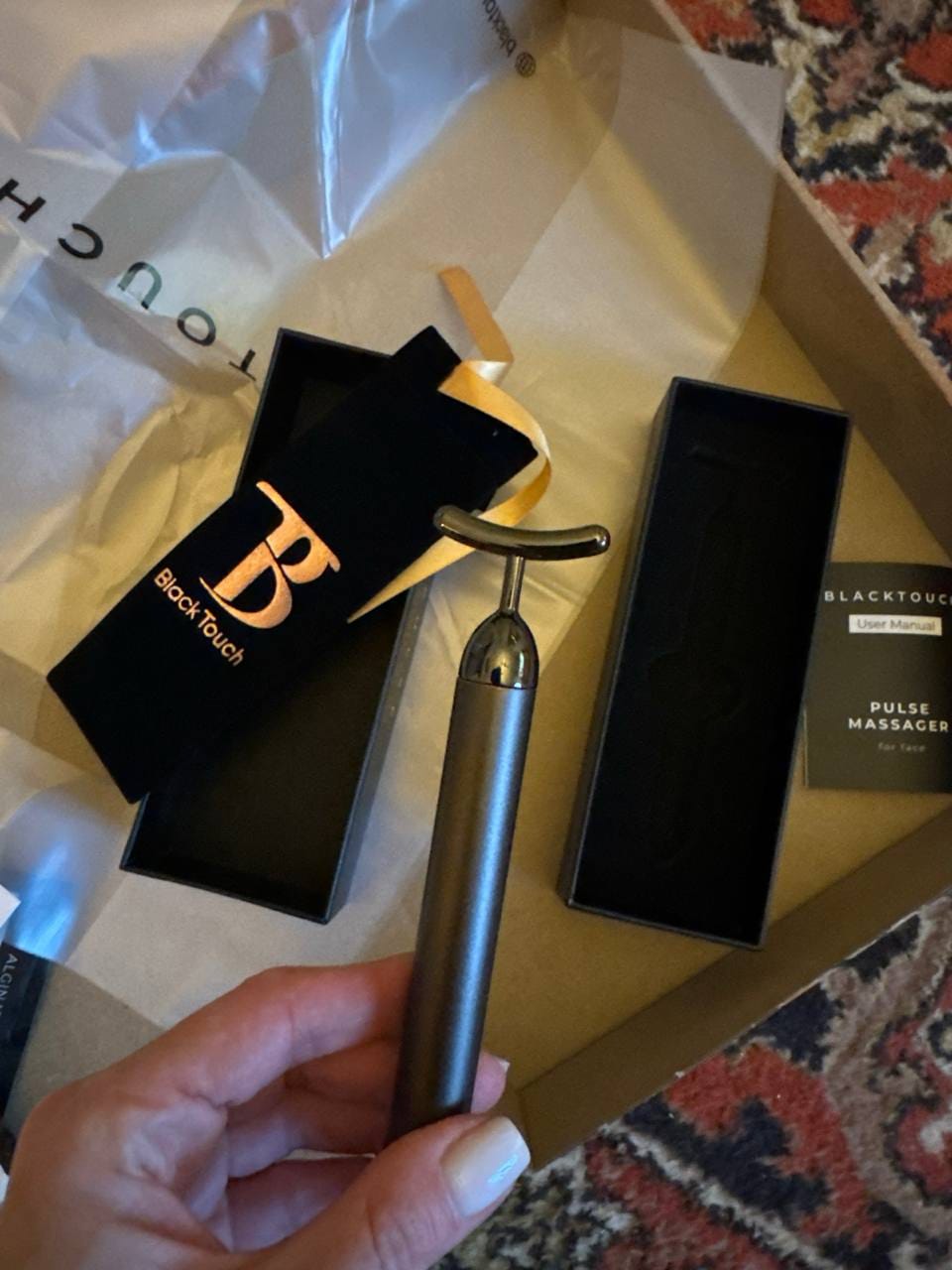 Customer photo review of Комплект "Pulse massager & Hyaluronic serum"