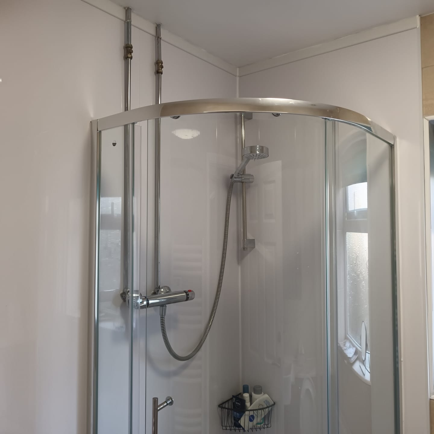 Customer photo review of Premium White Gloss Shower Wall Panel – 1M x 2.4M