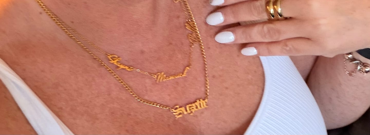 Customer photo review of Gothic Name Necklace w/ Cuban Chain