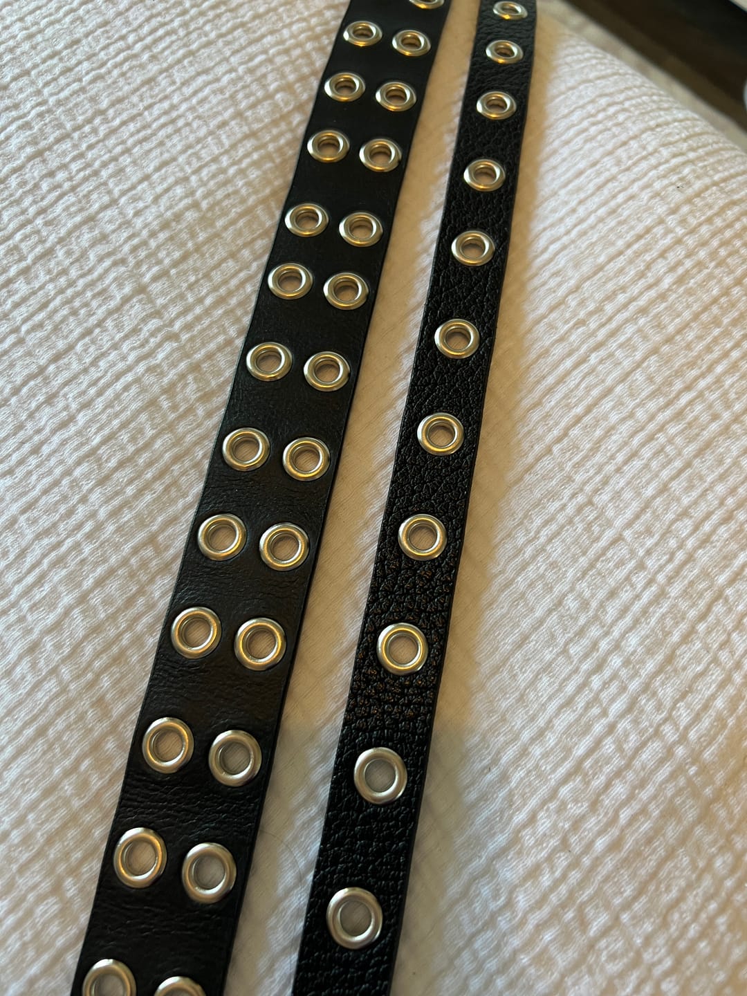 Customer photo review of Exene - Slim Black Leather Belt with Single Grommets - Made in Canada