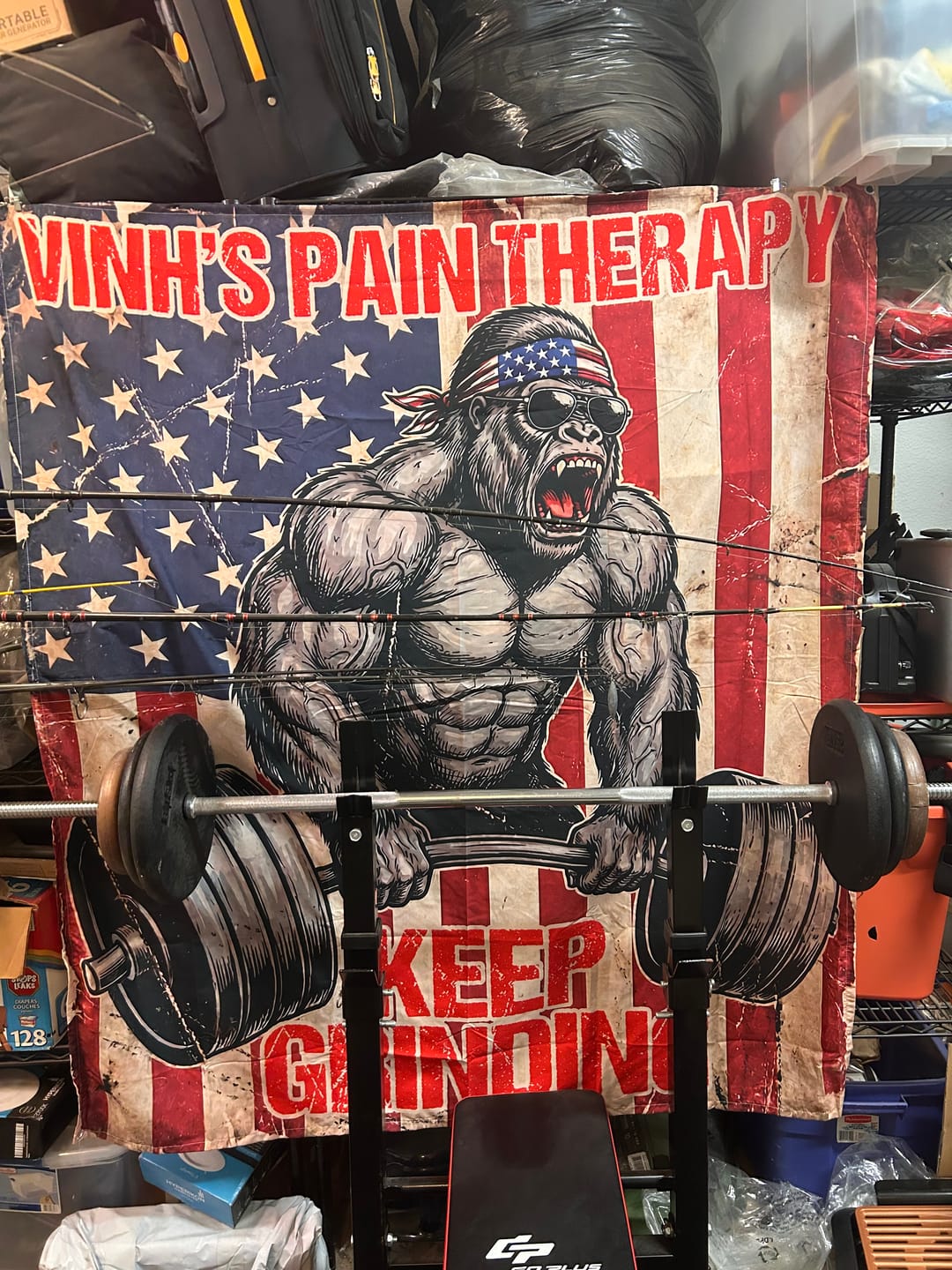 Customer photo review of American Iron Beast Custom Gym Flag Garage Wall Art 11501