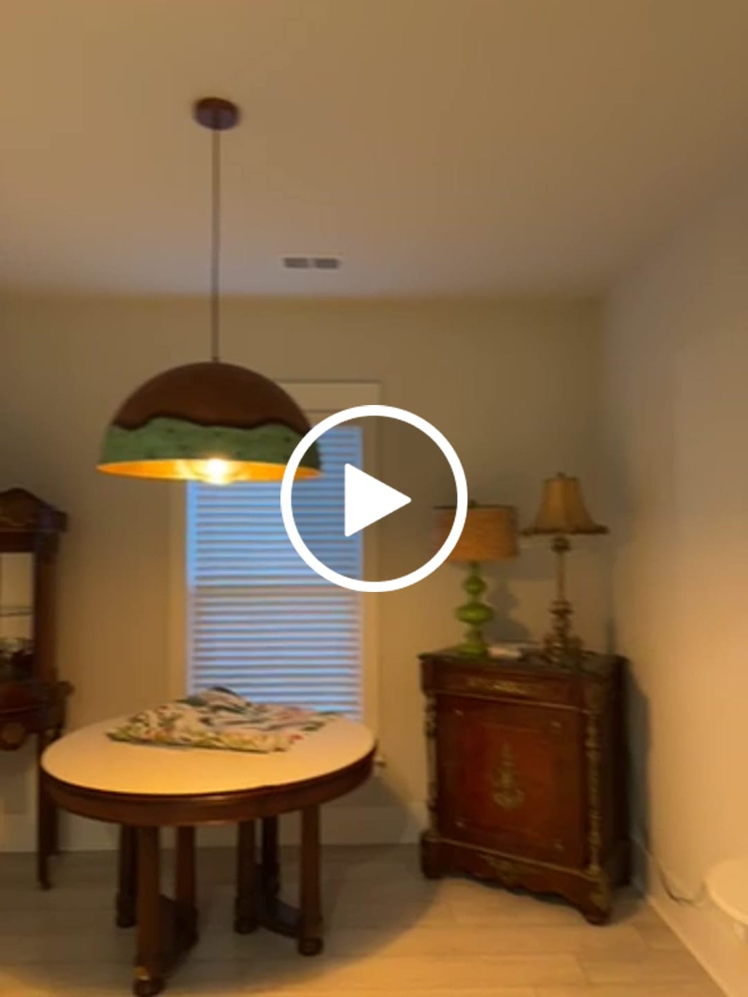 Customer video review of Oversized Industrial Copper Patina Metal Dome Pendant Light