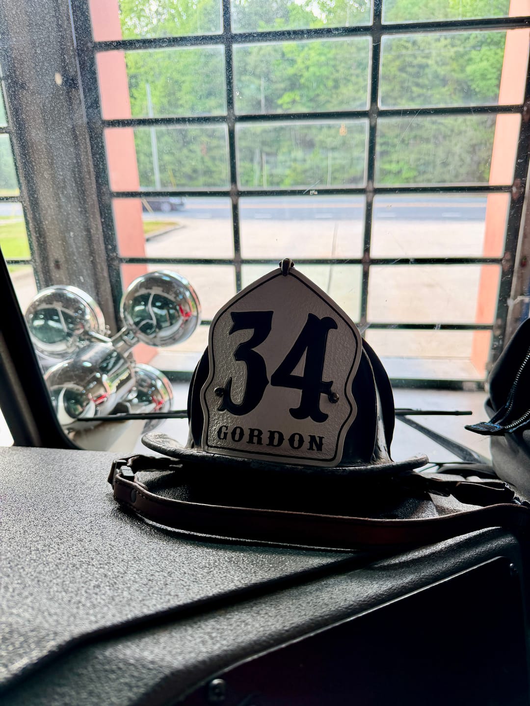 Customer photo review of Company Leather Firefighter Helmet Shield