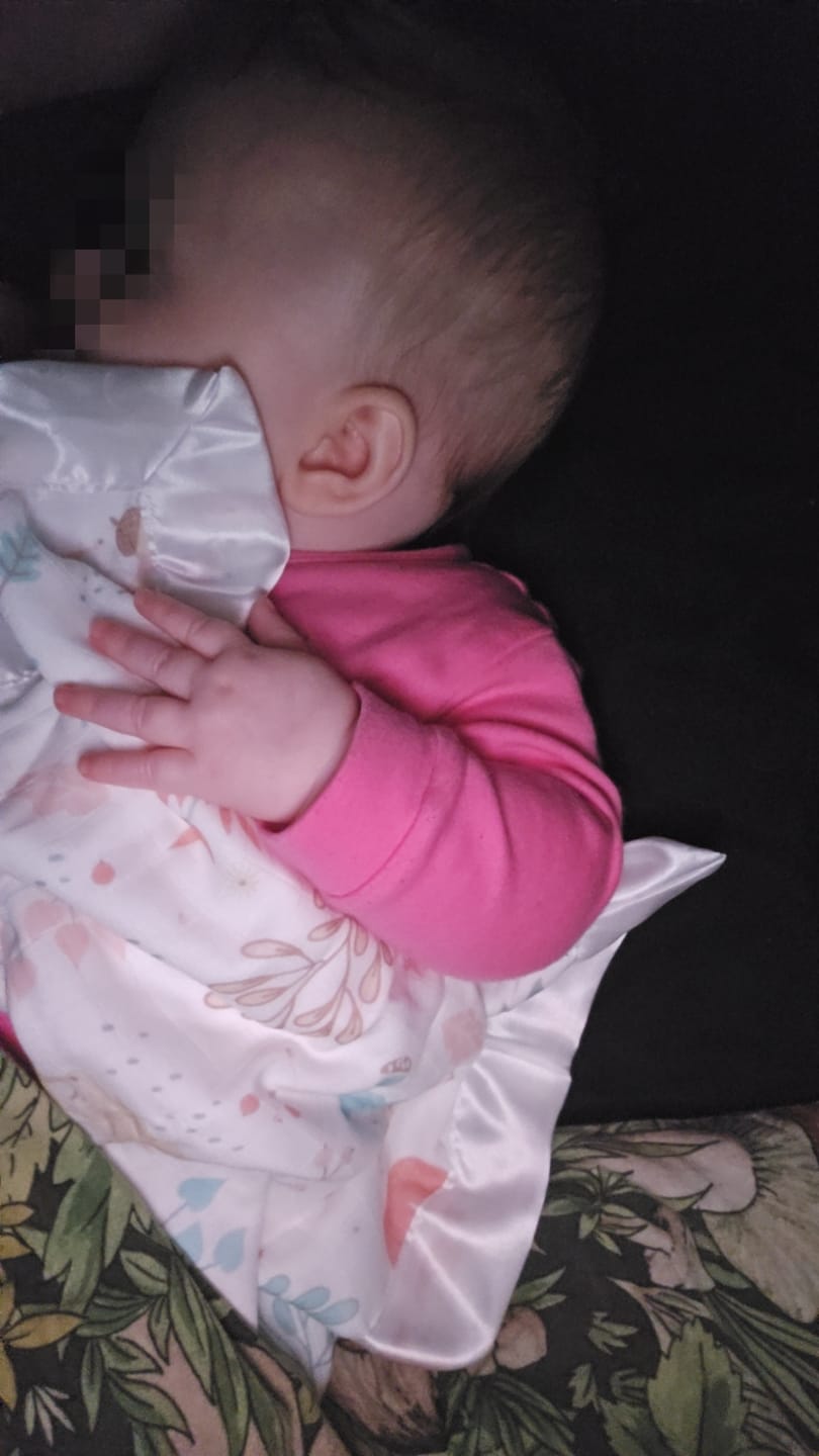 Customer photo review of Baby Sleep Comforter for Self-Soothing - Whimsical Meadow Woodland Satin Security Blanket 2-Pack