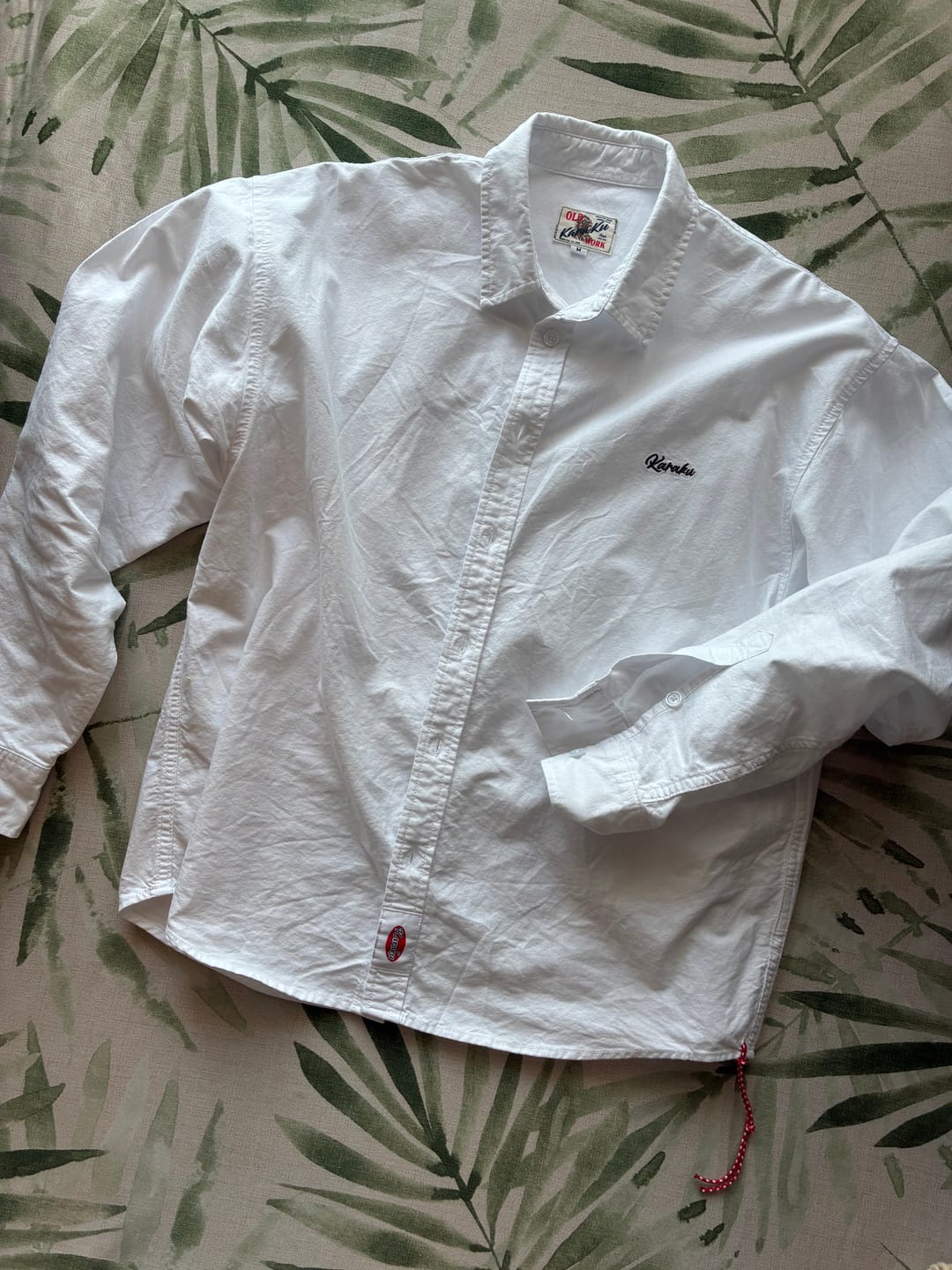Customer photo review of Cleanfit　赤ヒモ付き　刺繍入りオックスフォード長袖シャツ