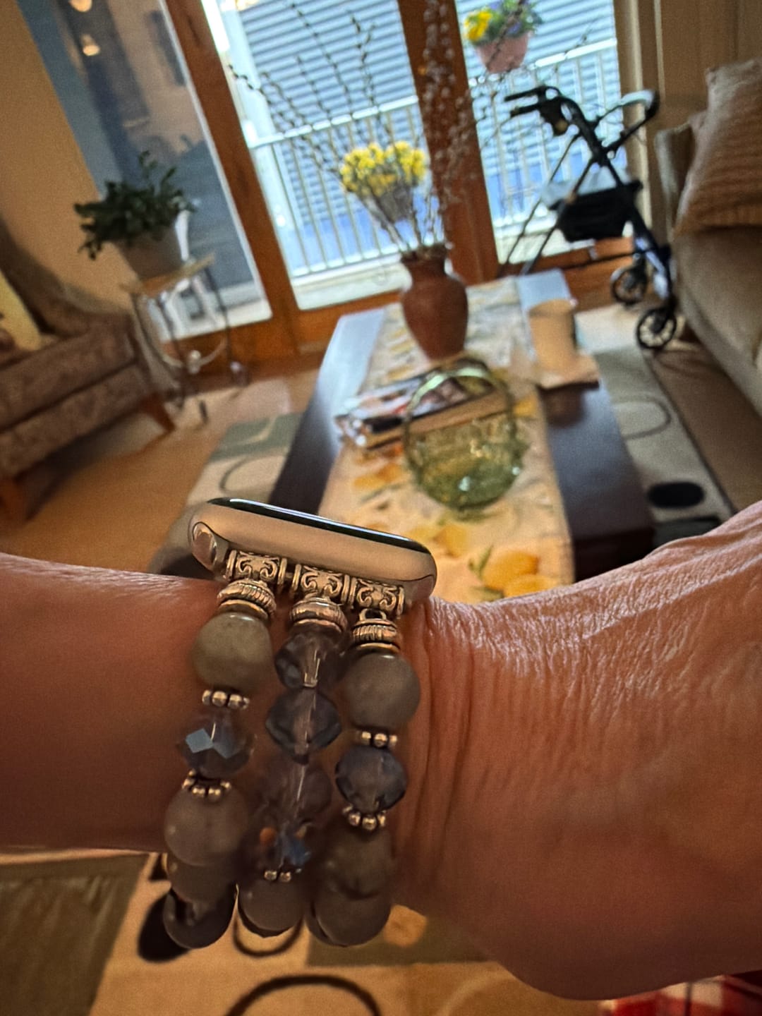 Customer photo review of Agate Crystal Stretch Apple Watch Strap
