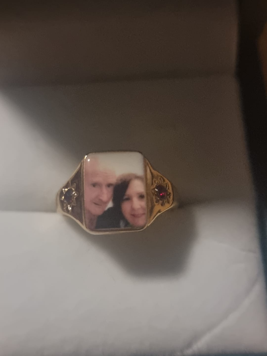 Customer photo review of Personalized Couple Photo Birthstone Custom Ring