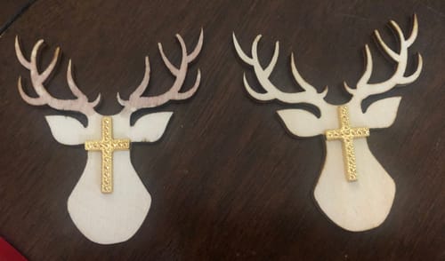 Customer photo review of Unfinished Wood Deer Antlers Buck Shape - Craft - up to 46" DIY