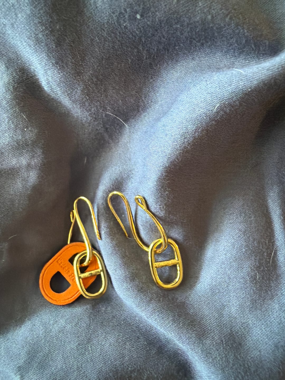 Customer photo review of HM O'MAILLON GOLD EARRINGS
