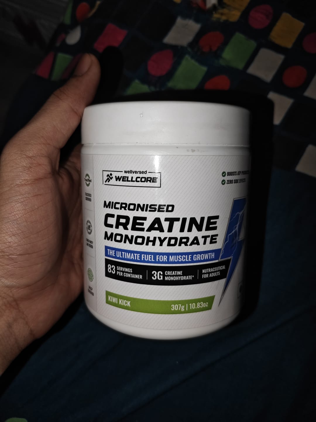 Customer photo review of Wellcore - Micronised Creatine Monohydrate (83 Servings, Kiwi Kick) + Premium Steel Shaker