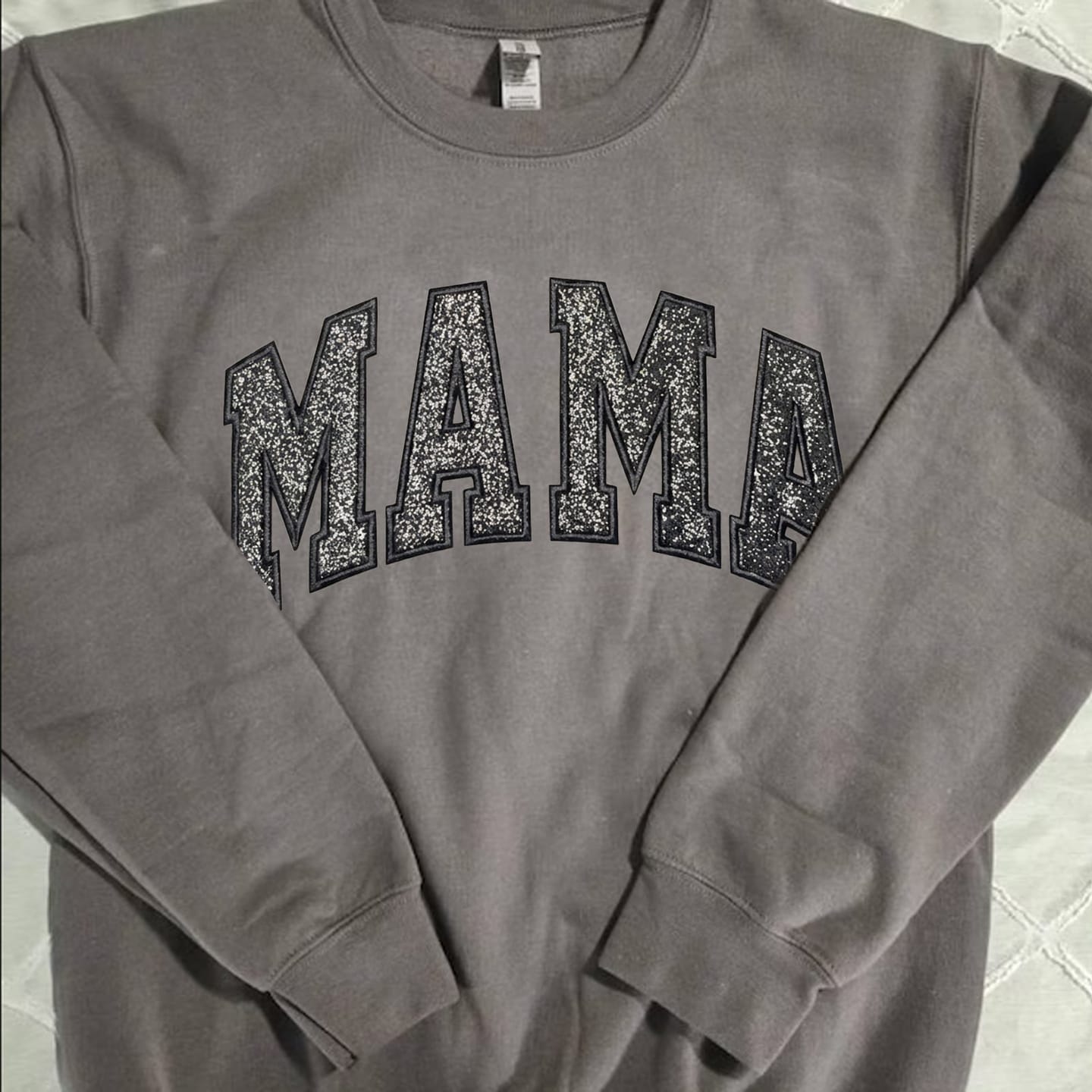 Customer photo review of Custom Embroidered Applique Glitter Mama Sweatshirt - Gift for Mom
