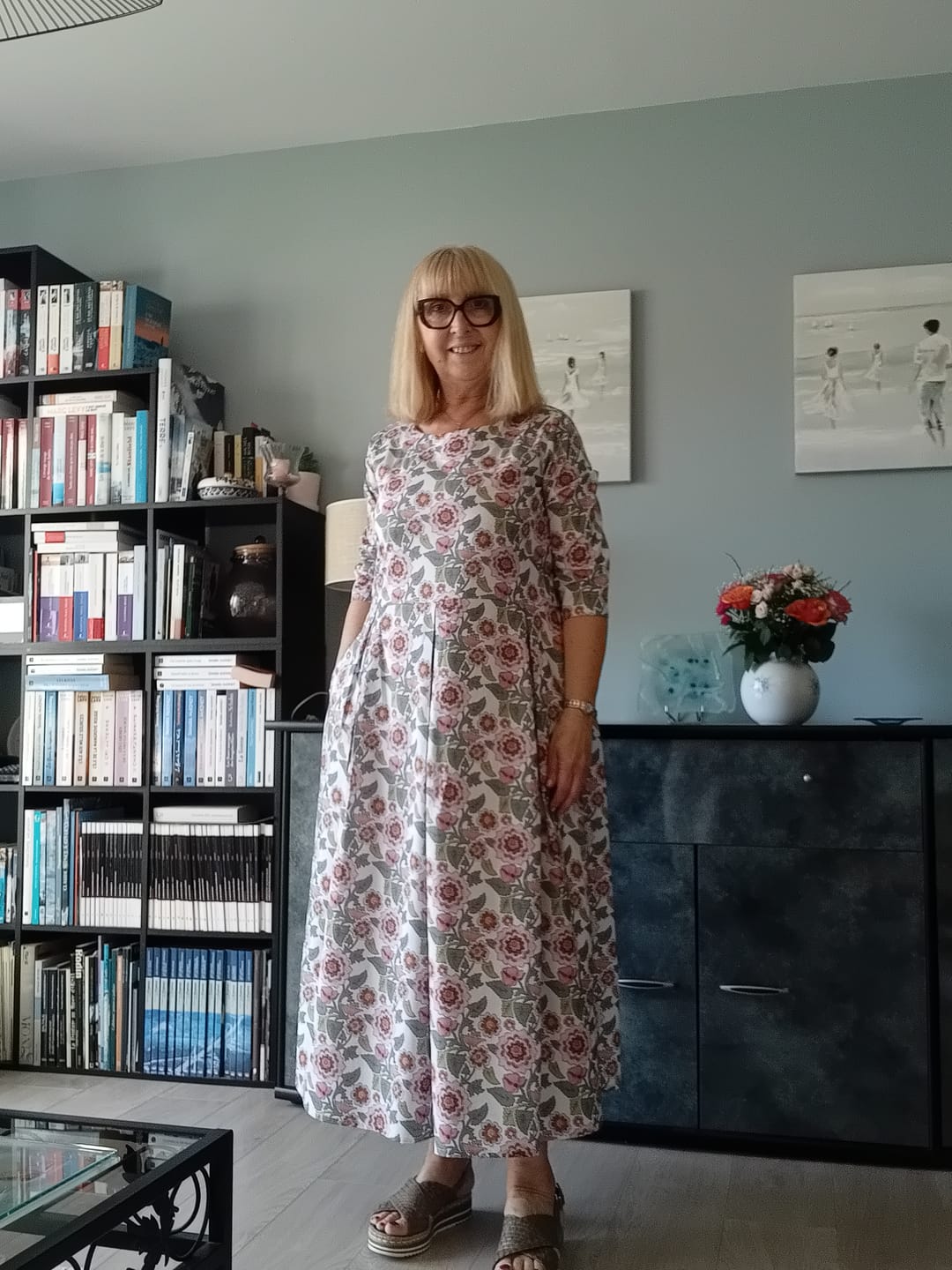Customer photo review of Robe Louisa manches 3/4 – Coton roseraie sauvage