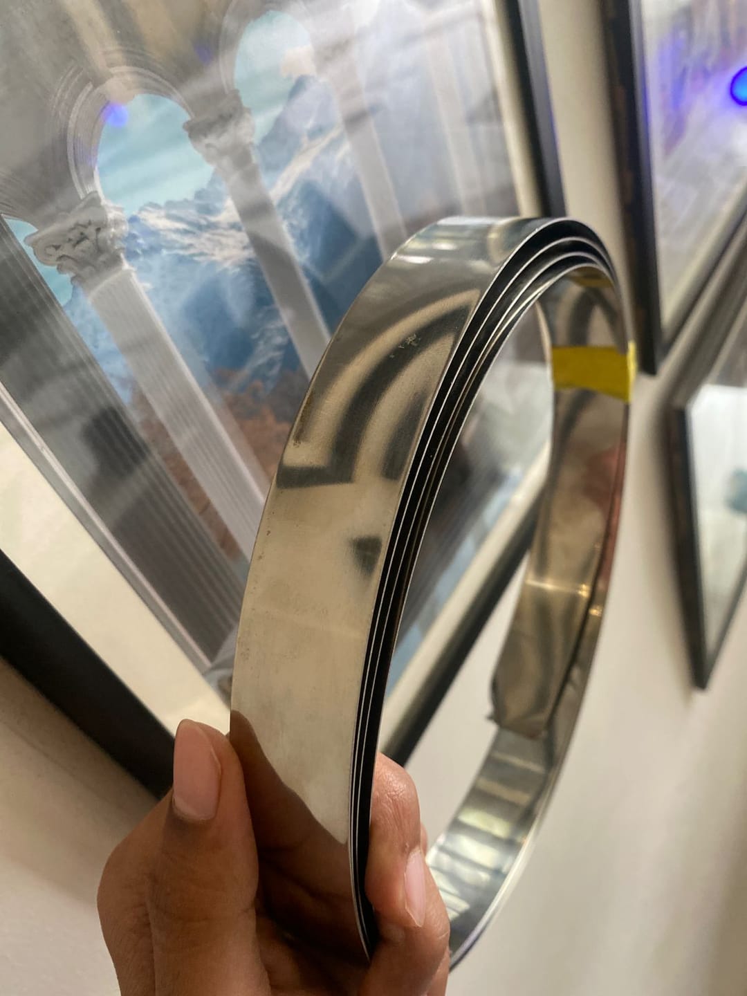 Customer photo review of Stainless Steel Metal Strip – Vastu Remedy for Main Entrance & Door Energy Balance | Ideal for Toilets, Thresholds & Long-term Durability | 0.5 & 1 mm Thickness | 8-100 Ft Lengths