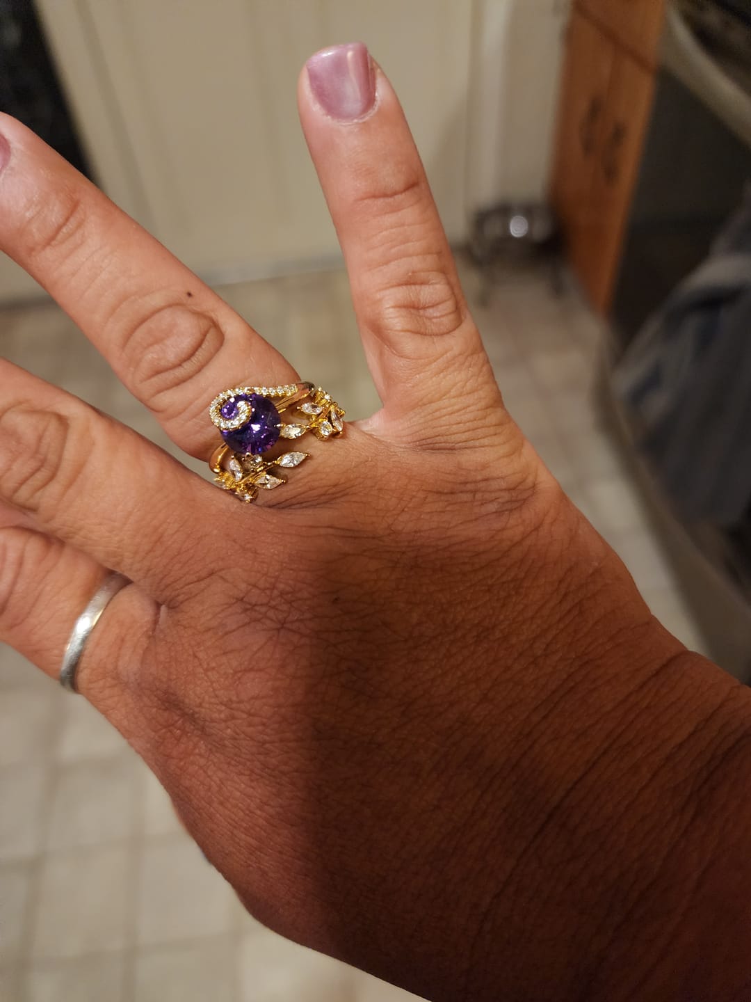 Customer photo review of 18K Gold Crystal Vine Ring
