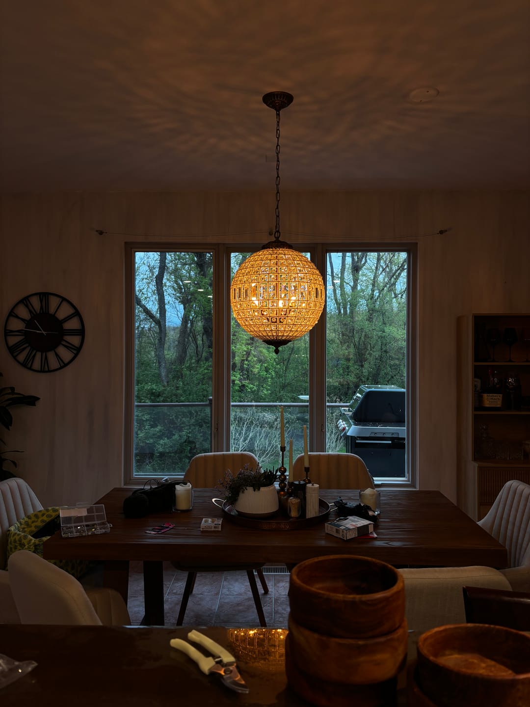 Customer photo review of French Antique Brass Crystal Globe Chandelier