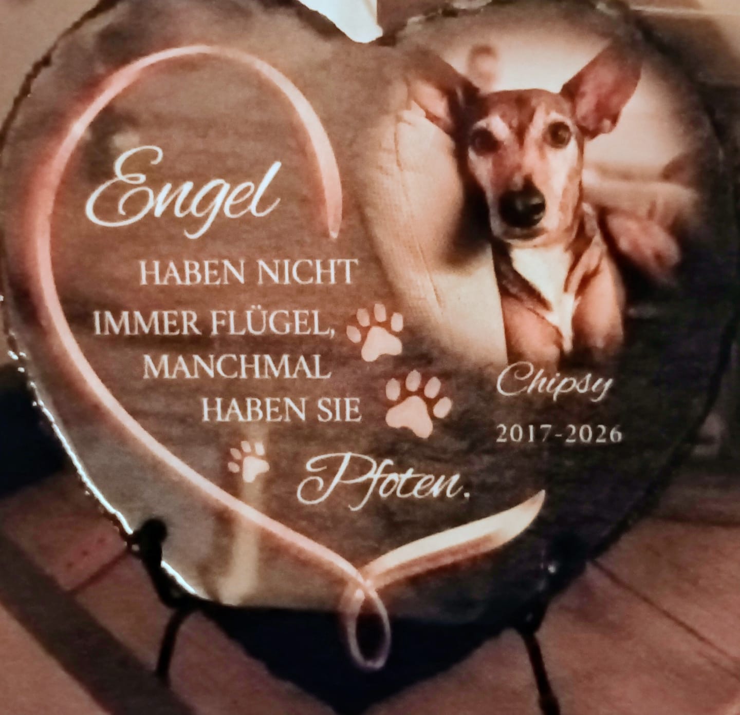 Customer photo review of Personalisiertes Schieferherz - Engel haben Pfoten