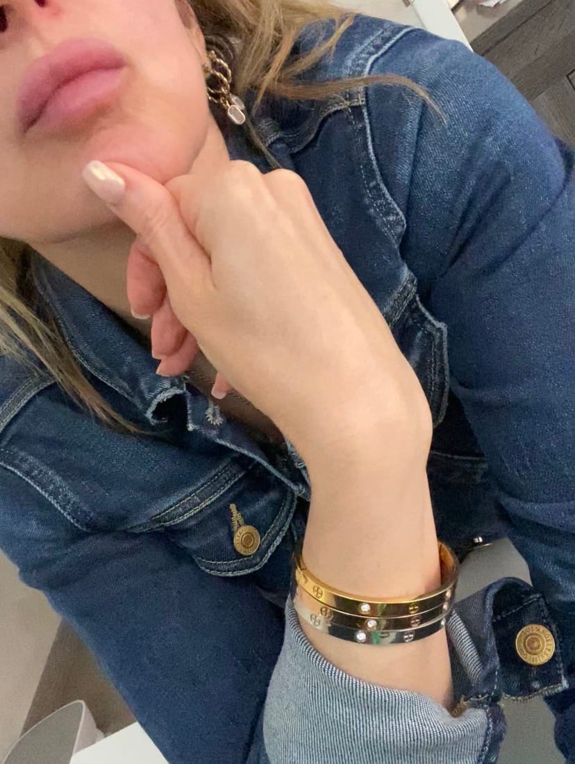 Customer photo review of Bracciale Rigido con Zirconi – Oro Giallo, Oro Rosa o Oro Bianco