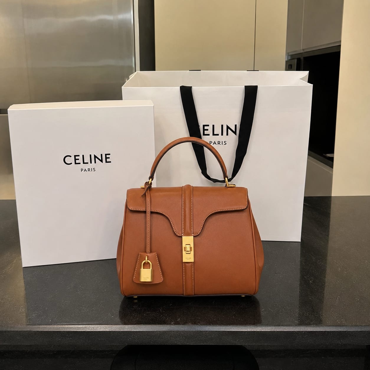 Customer photo review of CELINE Small 16 Bag In Satiny Calfskin