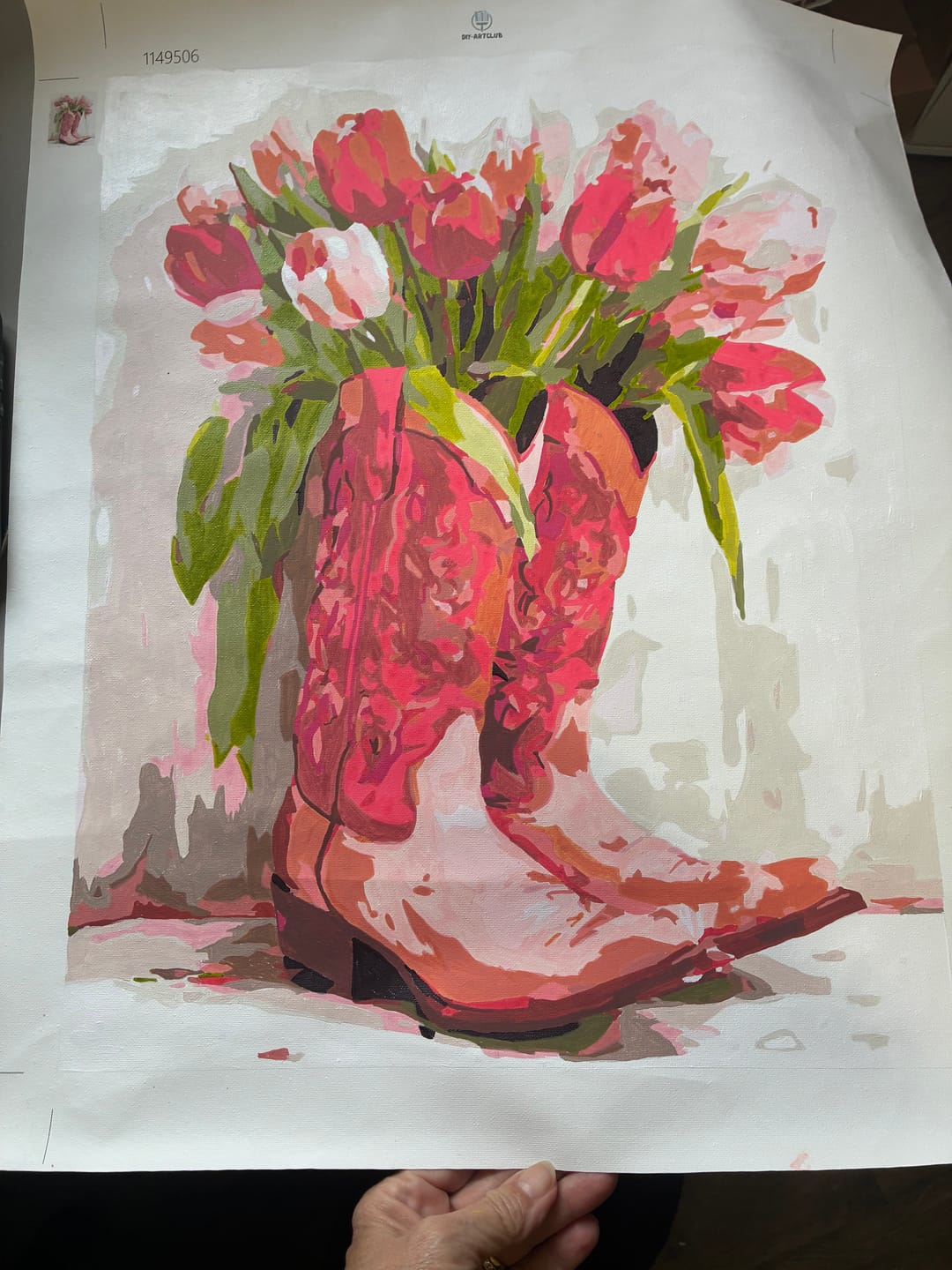 Customer photo review of A tulip cowgirl boots | Paint by Number