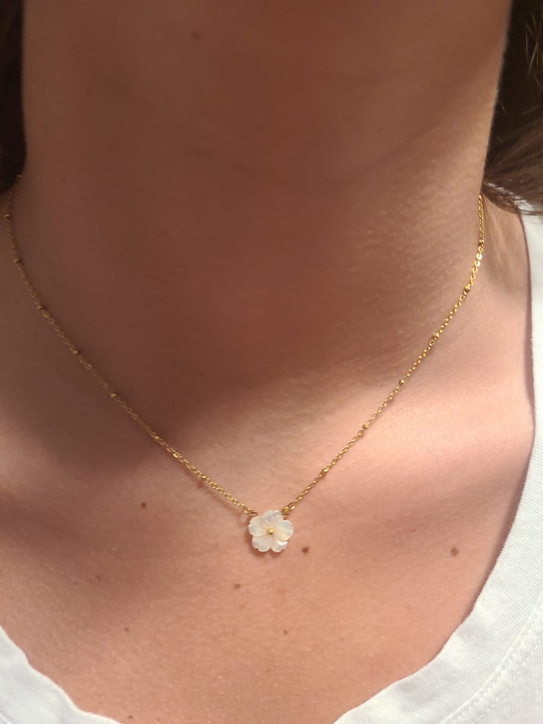 Customer photo review of White Blossom Flower Necklace