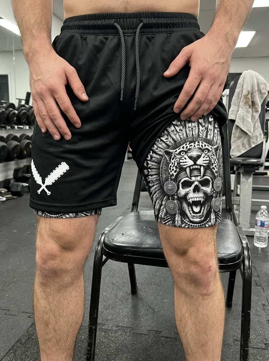 Customer photo review of Aztec Warrior 2 in 1 Printed Gym Shorts 11492
