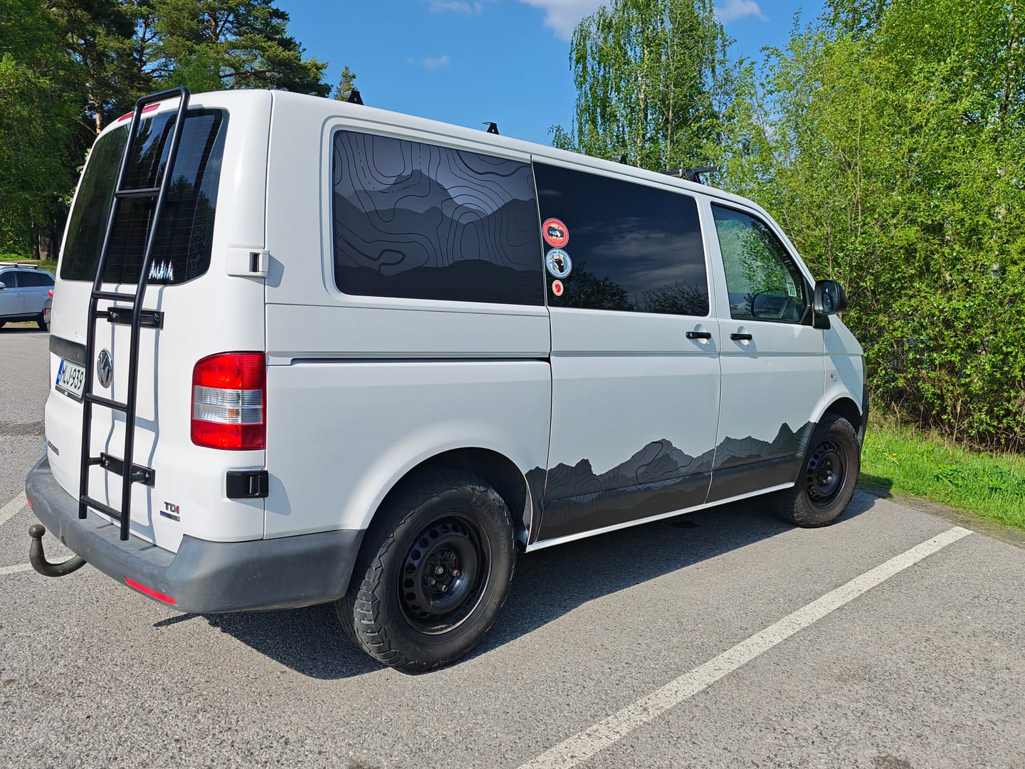 Customer photo review of VW Transporter Mountain & Topographic Side Stripe Decal Kit - Side Wrap