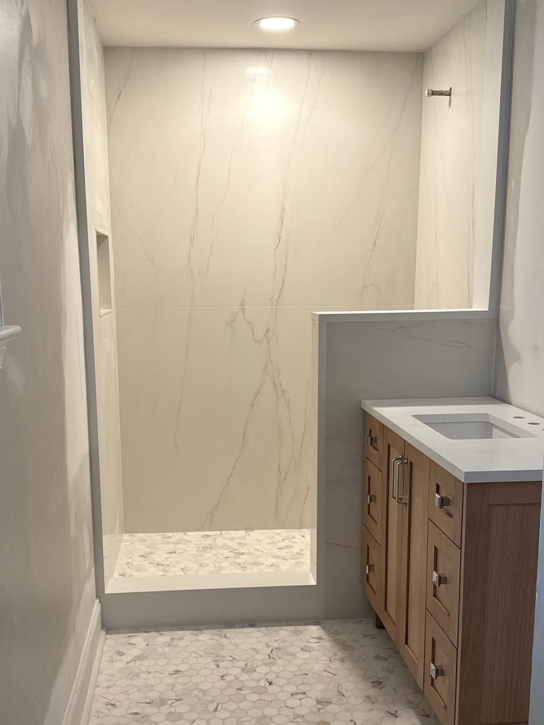 Customer photo review of Bridgeport SLIM 42" White Oak Bathroom Vanity