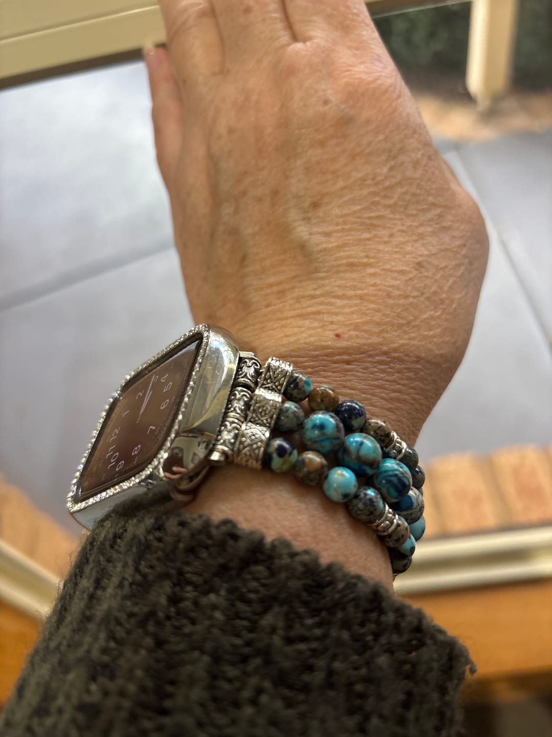 Customer photo review of Imperial Jasper Stretch Apple Watch Strap