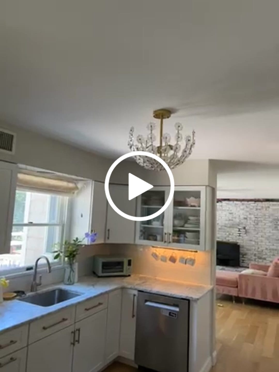Customer video review of French Sculpture Brass Bloom Glass Floral Semi Flush Mount