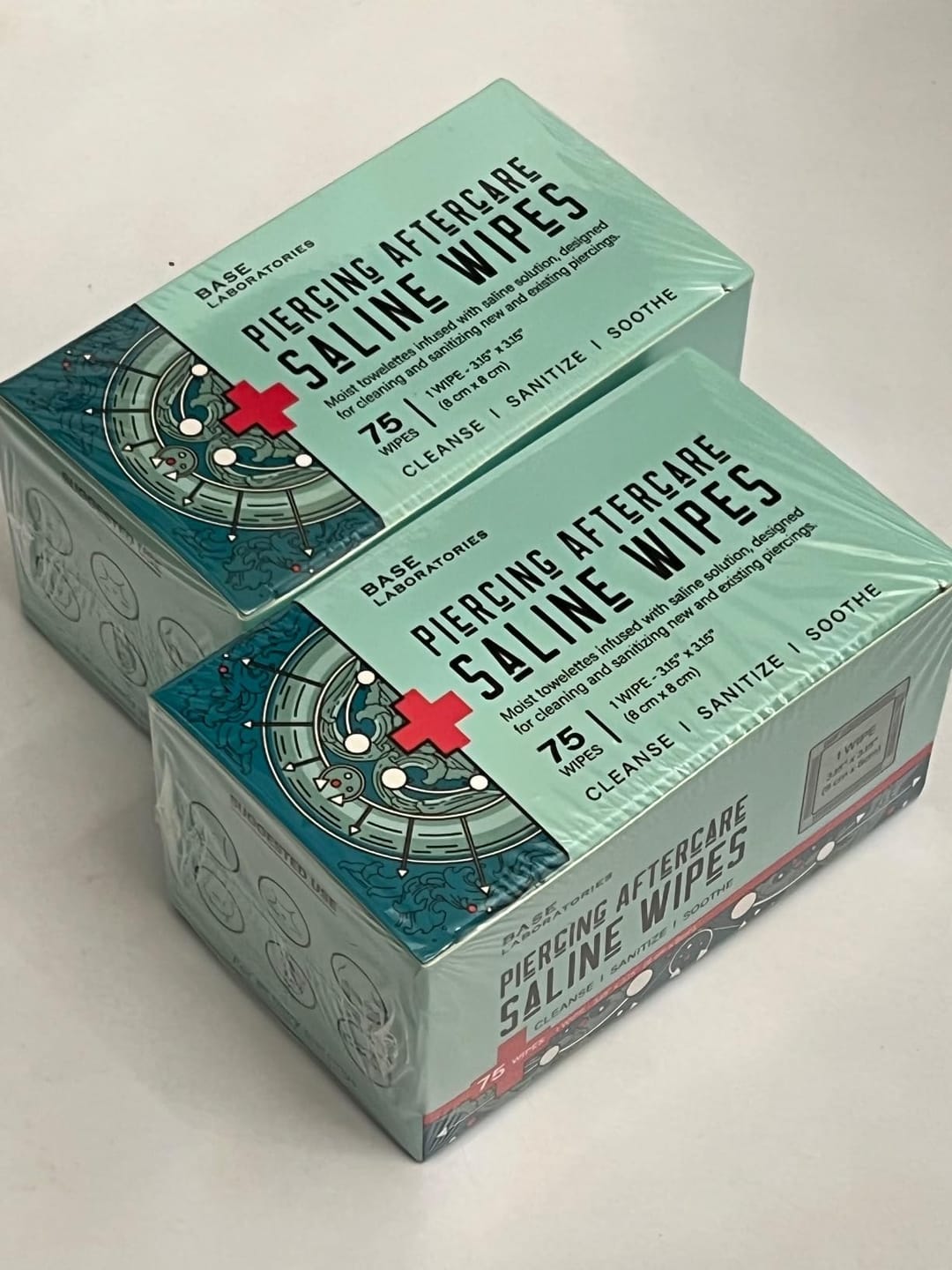 Customer photo review of Piercing Aftercare Saline Wipes 75 Count