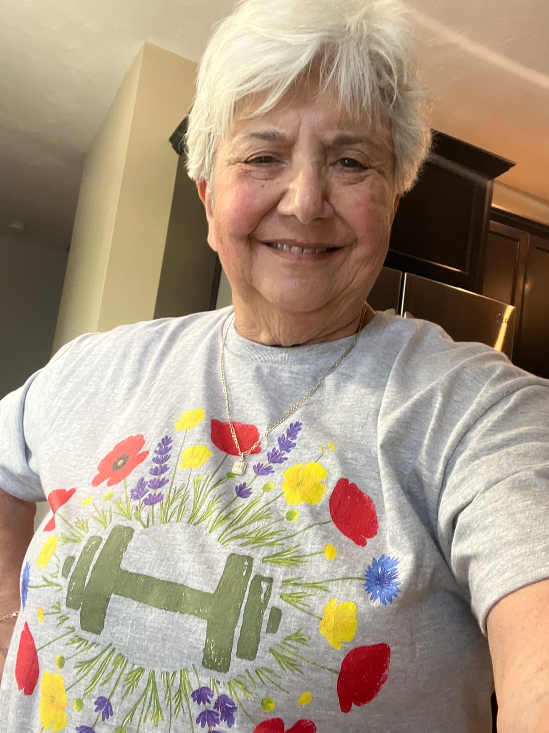 Customer photo review of Wildflower Dumbbell T-Shirt