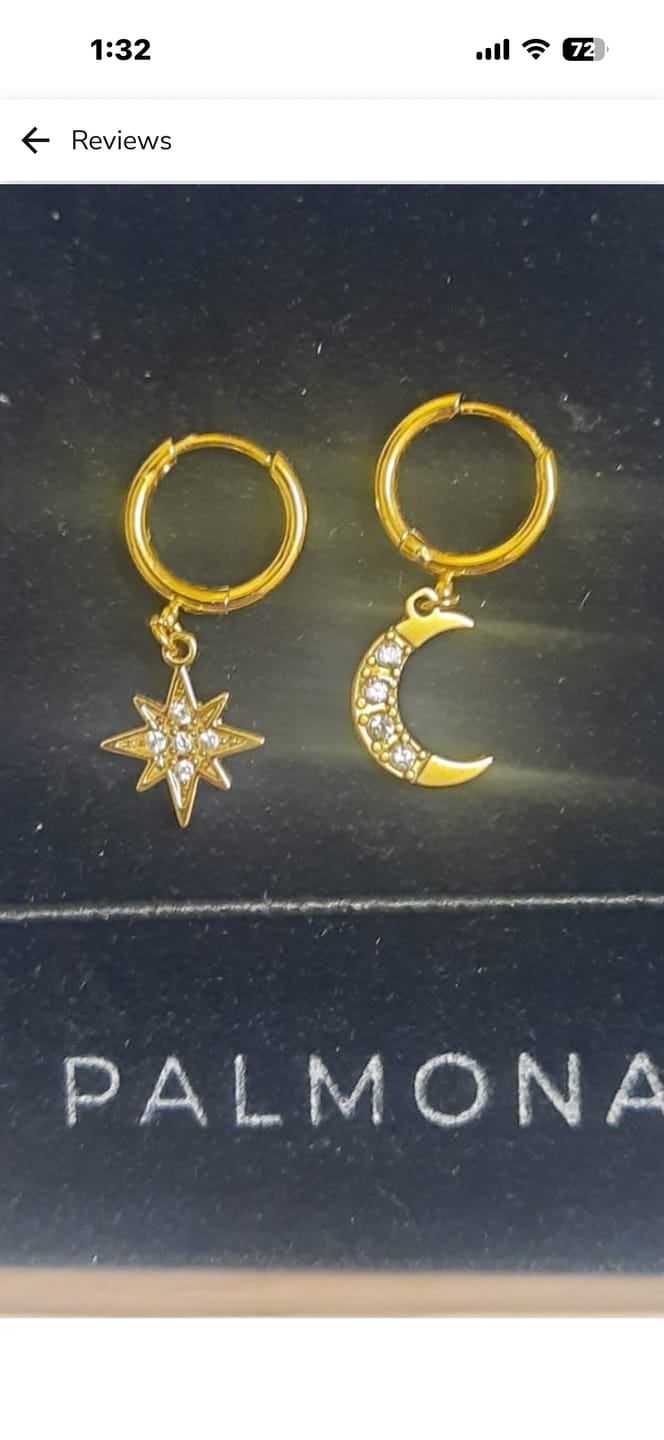 Customer photo review of Studded Star Moon Hoop Earrings