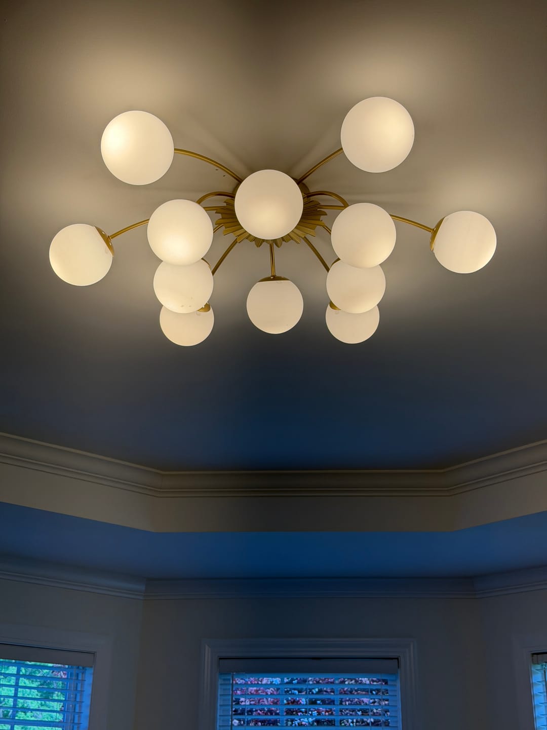 Customer photo review of Blossom 12-Light Opal Glass Bubble Semi Flush Chandelier
