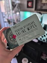 Customer photo review of Piercing Aftercare Saline Wipes 75 Count