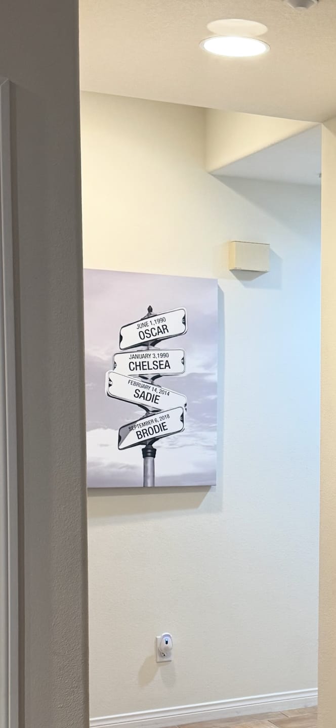 Customer photo review of My Street Sign Custom Children Names Personalized Canvas Print