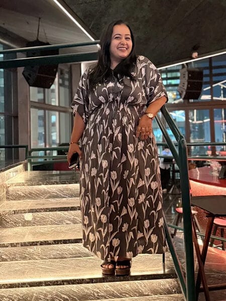 Customer photo review of Elara Maxi Dress