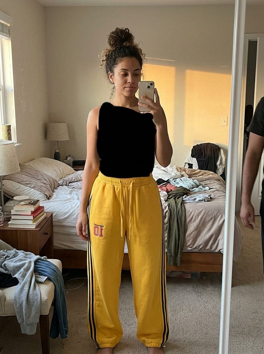 Customer photo review of Fleece Vintage Side Stripe Drape Paratrooper Machete Wide Leg Pants - 2488