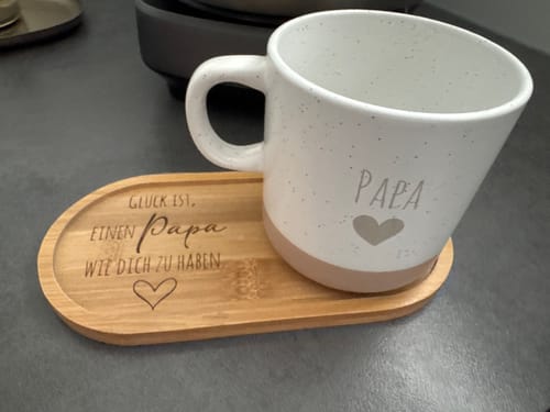 Customer photo review of Geschenkset - Tasse + Tablett - Glück ist, einen Papa wie dich  zu haben