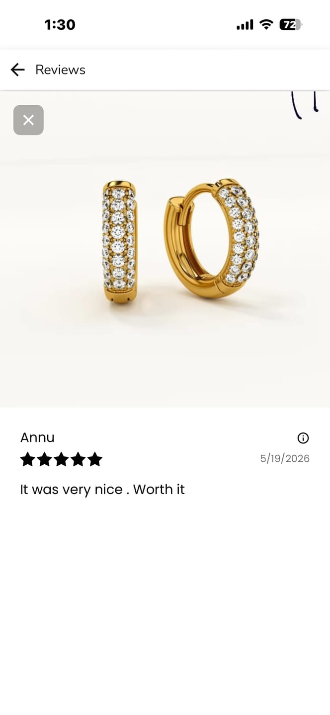 Customer photo review of Diamond Huggie Hoop Earrings