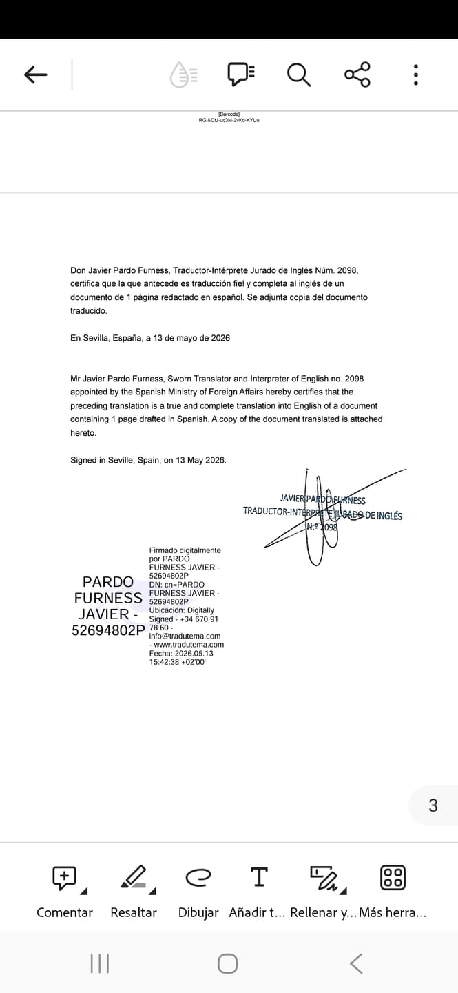 Customer photo review of Traducción Jurada  – Traductor Acreditado por el MAEC