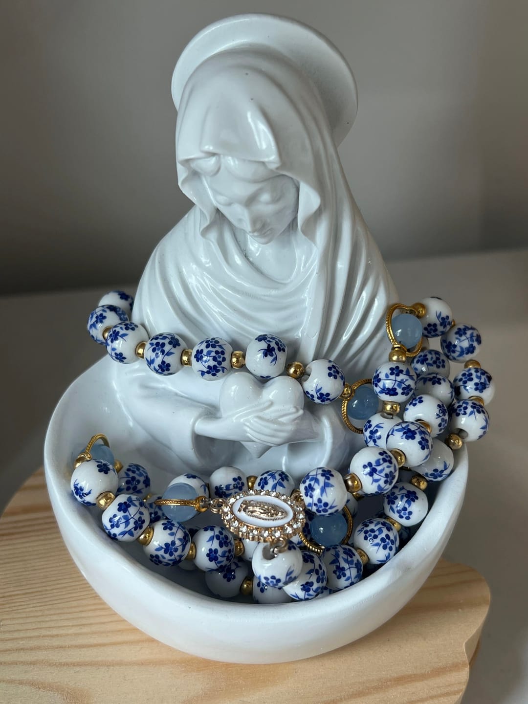 Customer photo review of SolaceBeads Handcrafted Blue Floral Ceramic Rosary: A Tapestry of Grace in life