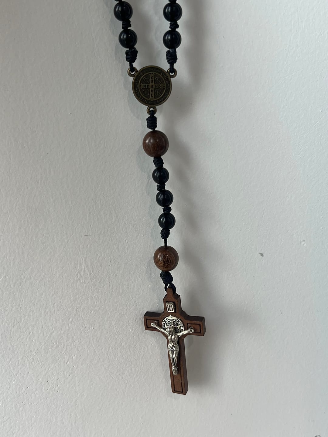 Customer photo review of SolaceBeads Black Sacred Ebony Beads with St. Benedict Centerpiece Rosary
