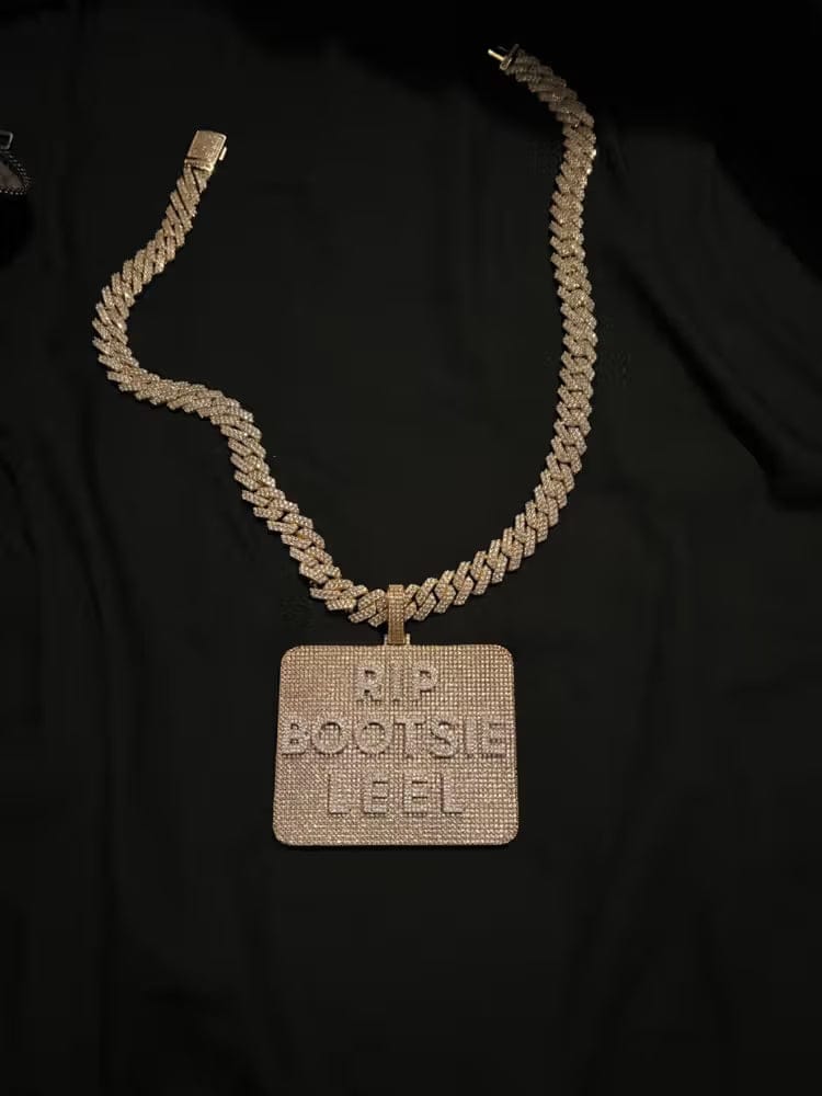 Customer photo review of Custom Diamond-Set 3D Letter Rectangular Pendant – 80mm