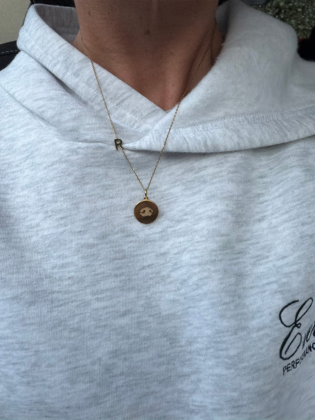 Customer photo review of Sideways Initial Letter Necklace
